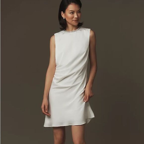 NWT IEENA for Mac Duggal Rhinestone Neckline Draped Mini Dress‎ size 4 - Picture 1 of 16